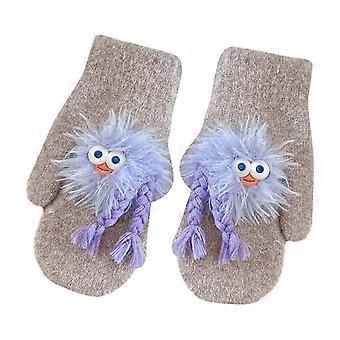 Women Cartoon Mittens with Braids Knitted Gloves Mitts Thicken Mitten Furry Warm Gloves Cartoon Clown Mittens