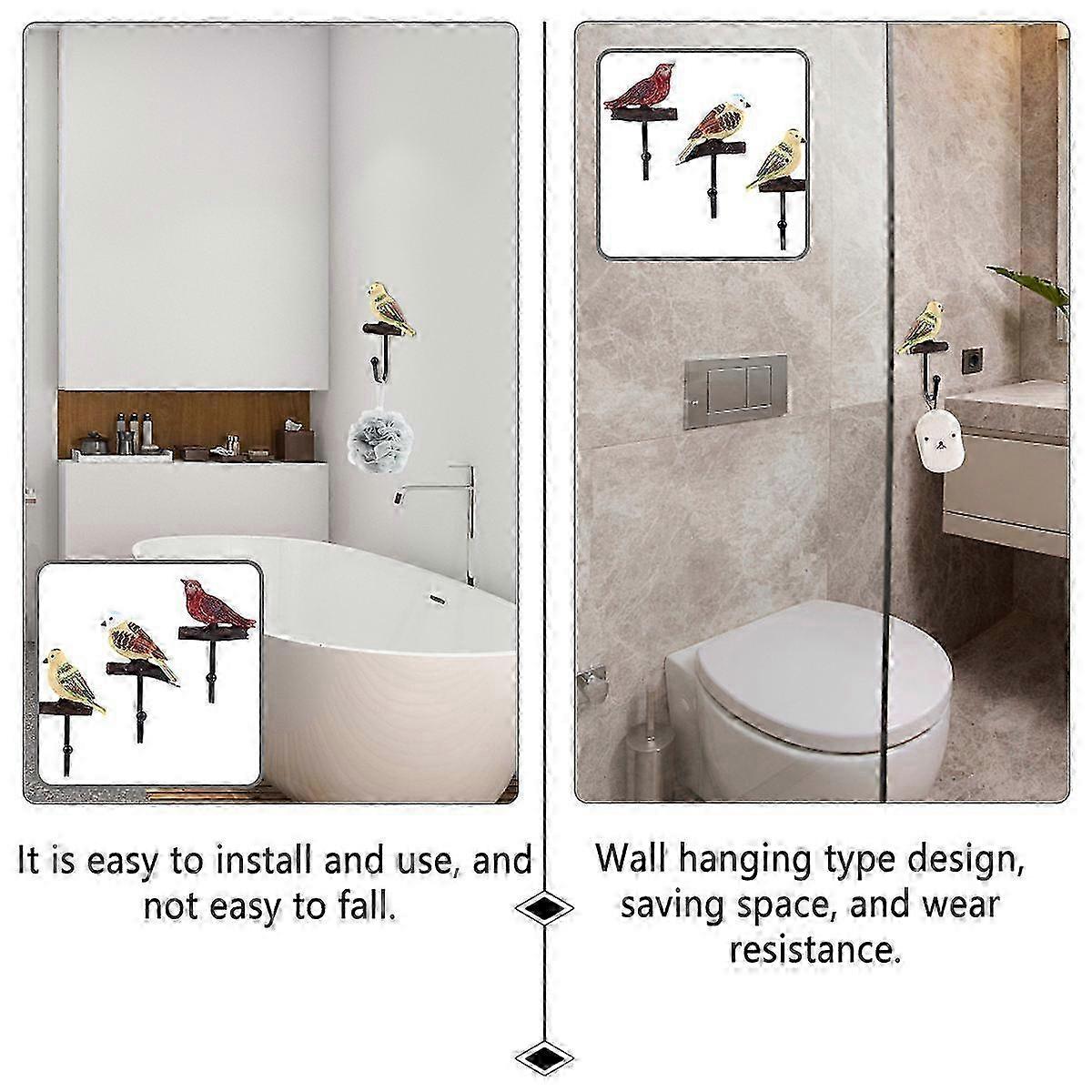 Assorted Color Bird Shape Wall Hooks compatible withClothes Hanging 3Pcs Set