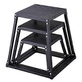12/18/24 Inch Platform And Jumping Agility Anti Slip Fitness Exercise Step Up Set For Home Gym Training Conditioning Strength Black Plyometric Jump B