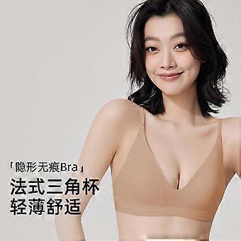 Reggiseno senza cuciture color carne con scollo a V e fascia di supporto