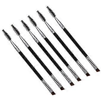 Double Ended Brow Brush Eyebrow Brush for Makeup Use 6Pcs Black
