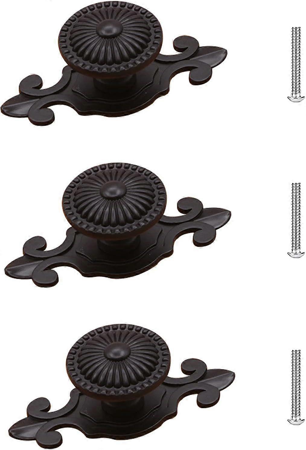 3 Pcs Premium Black Cabinet Knobs Round Furniture Door Knobs Cabinet Door Knobs for Cabinets
