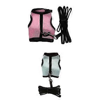 2pcs Hamster Rabbit Guinea Pig Rat Ferret Breathable Mesh Harness Leash S-CE