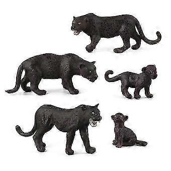 Realistisches Black Panther Spielset - 5 weiche und sichere Tierfiguren für Kinder im Alter von 3+ Wildtier-Abenteuerspielzeug-Sammlung