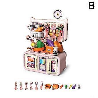 Kids Kitchen Pretend Cooking Play Set with Shopping Cart, Accessories, Water Spray