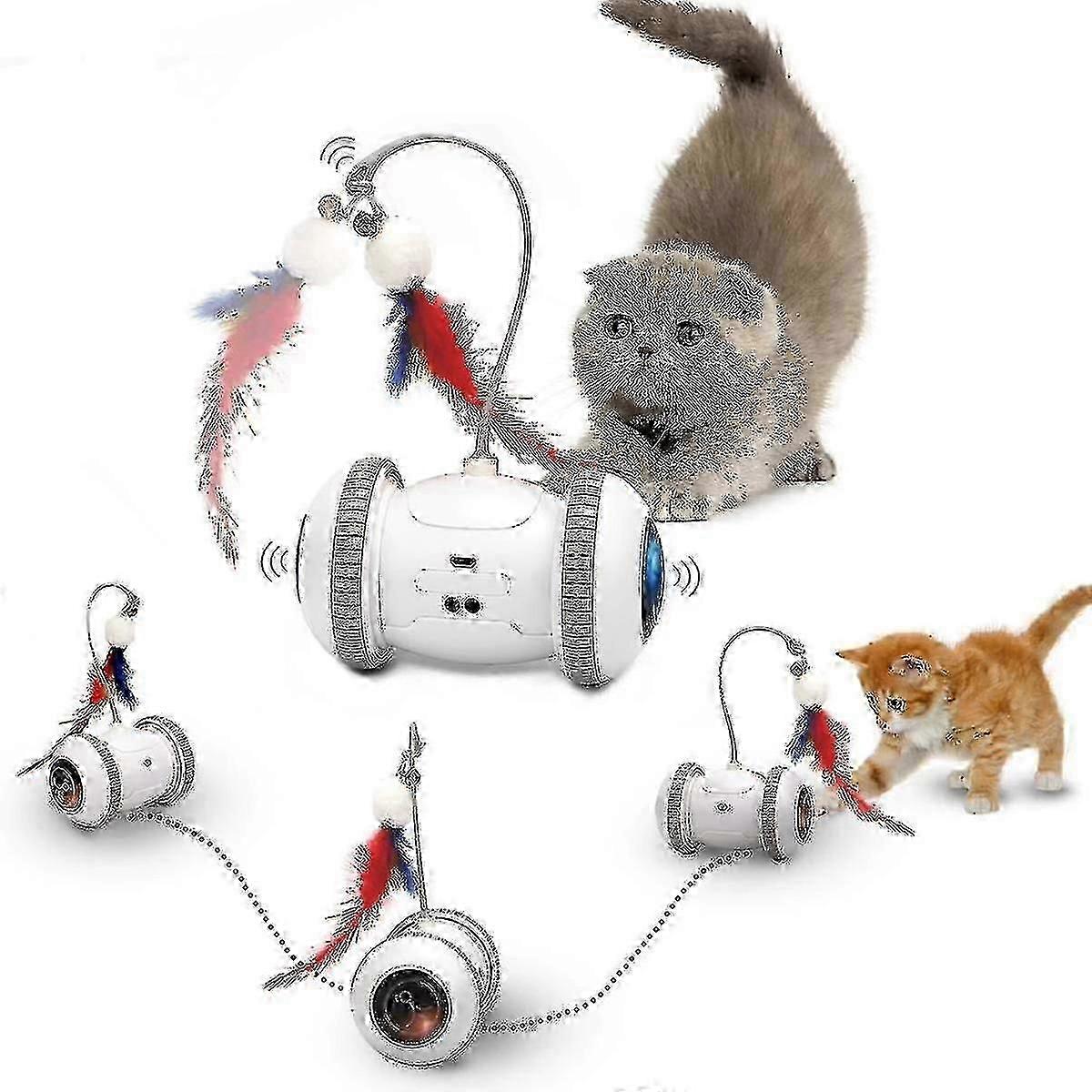 Cat Interactive Automatic Sensor Smart Robotic Electronic Feather Teaser Self-playing Usb Rechargeable Kitten Toys