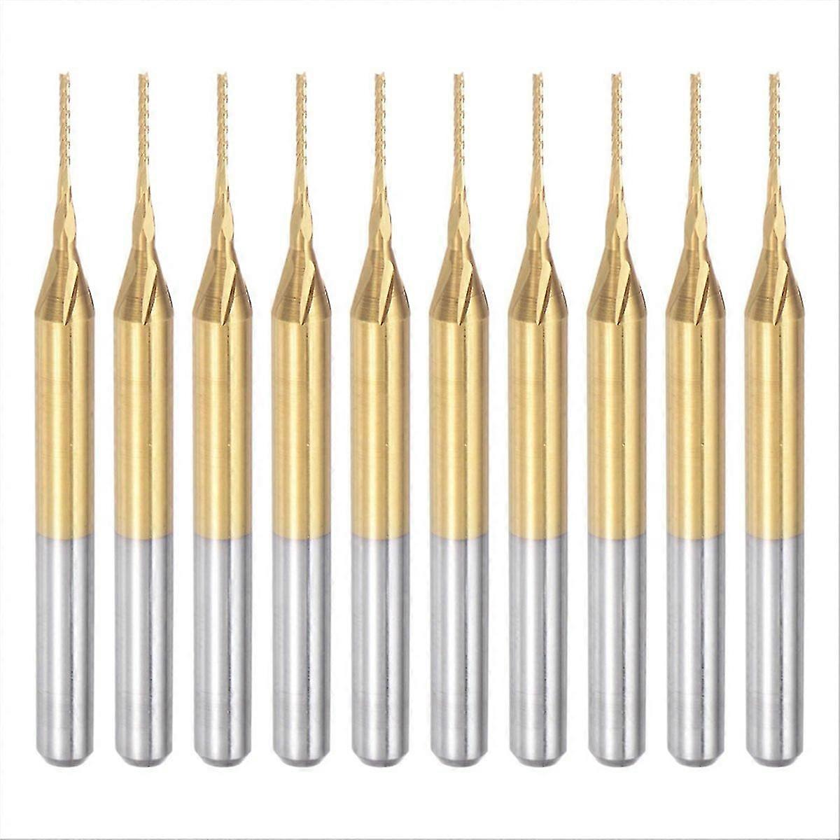 10PCS Titanium Coat Carbide compatible withPCB Machine, 1/8 Inch Shank 0.6Mm