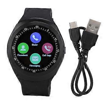 Für Android-Telefonanruf GSM-SIM-Fernbedienung Kamera Schrittzähler Bluetooth Smartwatch (Schwarz)