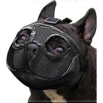 Kort nosmunkorg för hundar - Justerbar bulldoggmunkorg med andningsbar nätmask för hundar