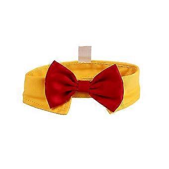 Pet Costume Bowtie Collar, Adjustable Cotton, for Chihuahuas and Pomeranians, Golden Metal Buckle, Handmade Formal Decor, Bright Colors