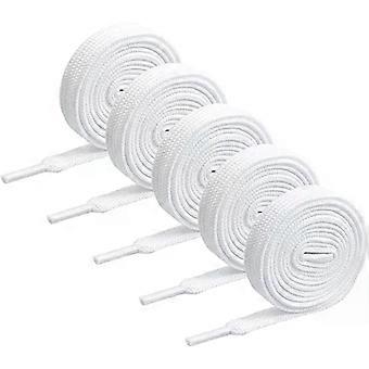 5 pairs pack of flat shoelaces, 140 x 0.8 cm White shoelaces Dur