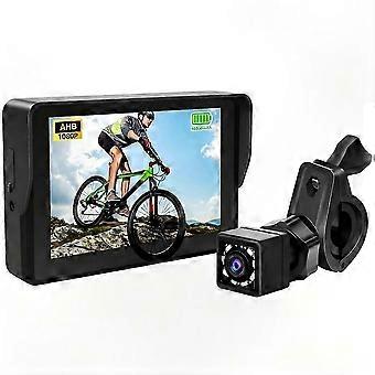 Telecamera posteriore per bicicletta con risoluzione 1080P, schermo da 5" e visione notturna, ideale per moto e mountain bike.