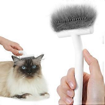 Escova de gato para gatos de pelo longo, ferramenta de descamação e pente de dematting remover pelos soltos e foscos, gato grooming undercoat rake, branco