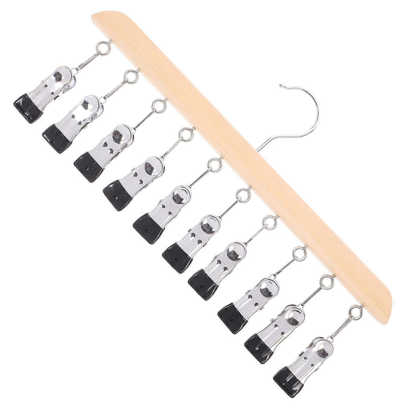 Wooden Multi-Function Sock Dryer Hanger with 10 Clips for Home