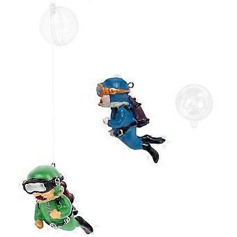 Resin Diver Figure Decorative Floating Diver 2Pcs for Aquarium Use