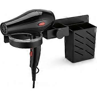 3-in-1 Wall Mount Hair Dryer Holder, Hair Straightener Holder, Hair Styling Tools, Bathroom, Salon, Hotel, No Drilling Required, Black