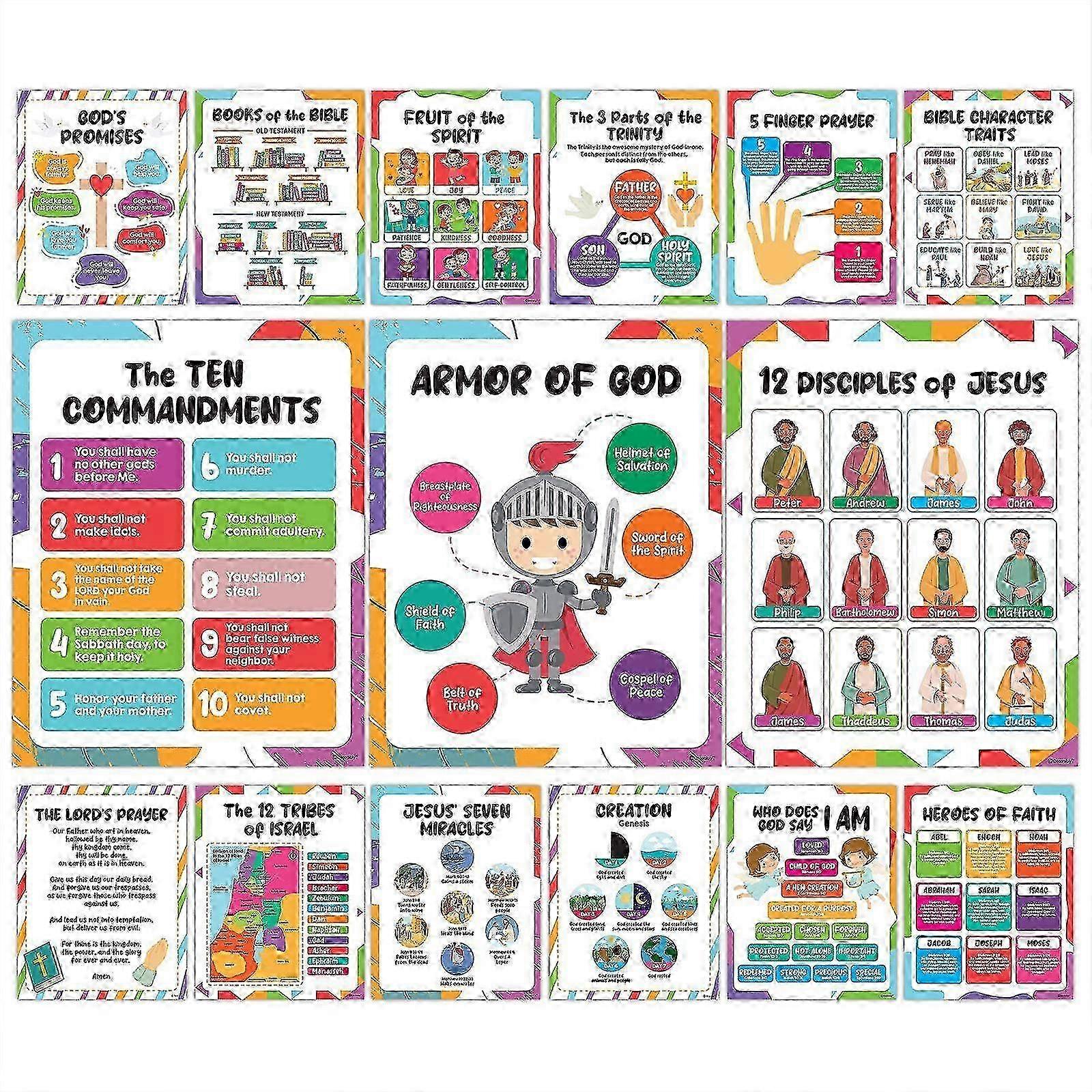 9-Piece Bible Learning Posters Set