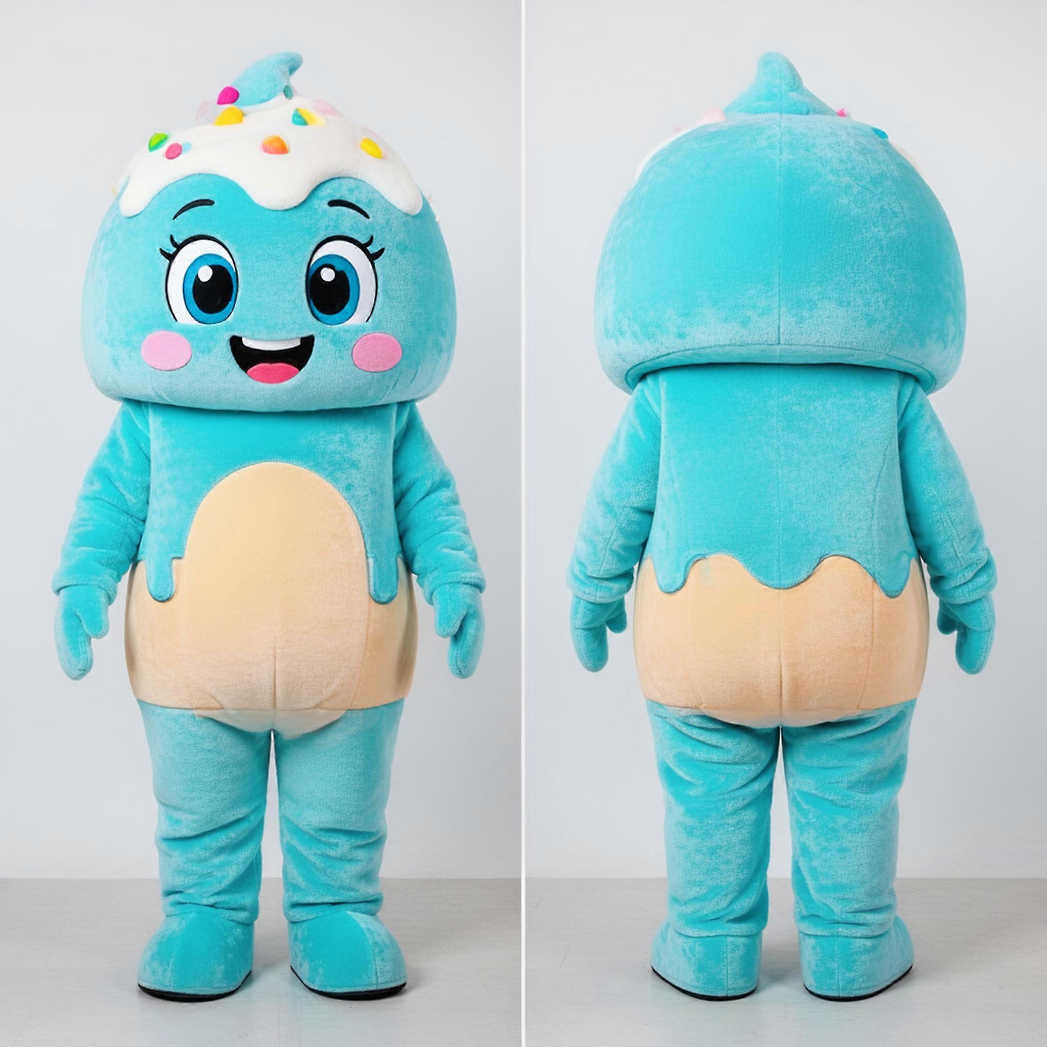MASTICOT Cyan Rounded Ice Cream Mascot