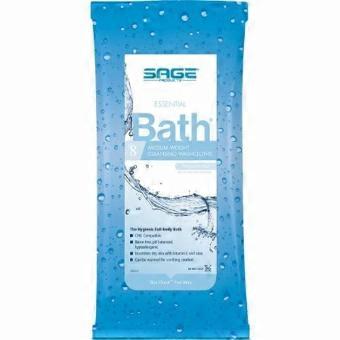 Sage Rinse-Free Bath Wipe Essential Bath Soft Pack Purified Water / Methylpropanediol / Glycerin / Aloe , 1 Pack