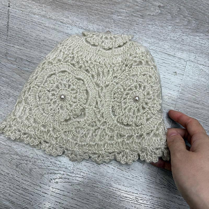 Handwoven bald hat women's spring new versatile hat hollow cold hat thin stacking hat pullover hat
