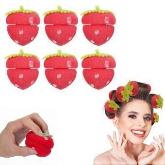 6PCS Strawberry Heatless Hair Curlers Foam Rollers for Women, Soft Sponge No Heat Overnight Styling