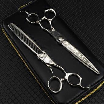7 Inch Damascus Steel Hair Cutting Scissors, Professional Barber Shears with Ultra Sharp Blades and Ergonomic Handle