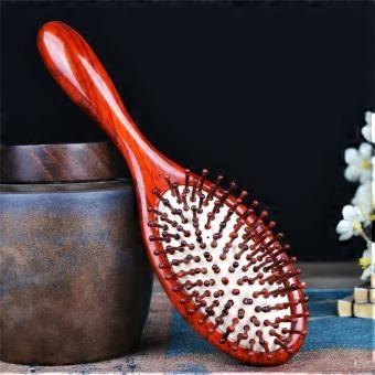 Hair Massage Comb with Air Cushion for Scalp Massage, Anti Hair Loss Detangling Brush, Red Pear Wood 22x6CM