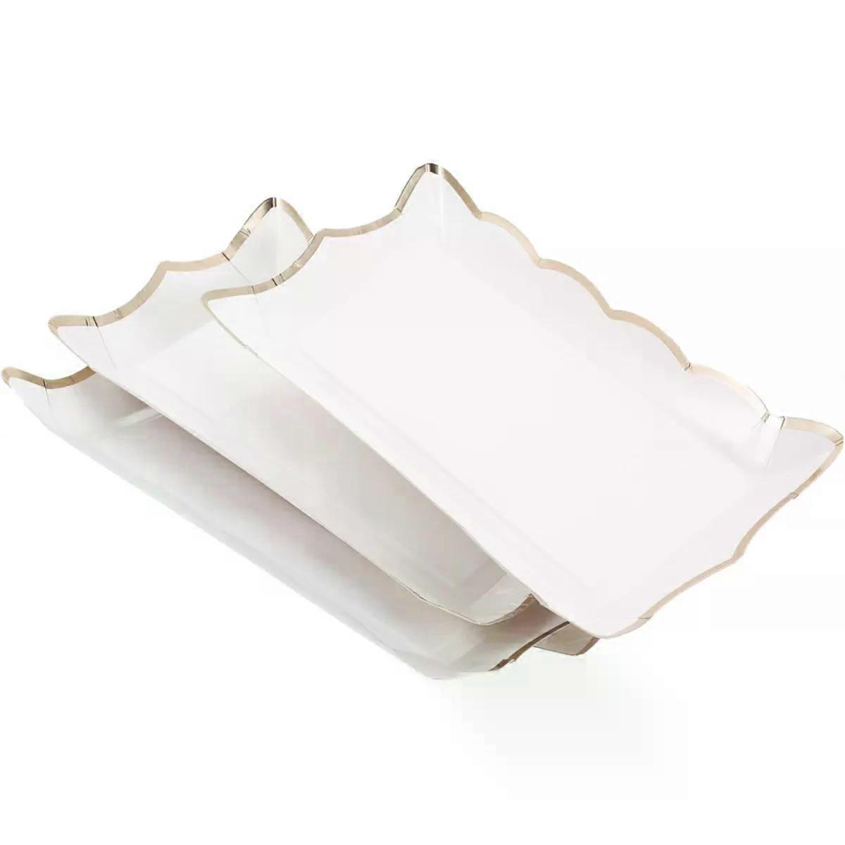 Paper Serving Trays 4pcs with Rippled Edges
