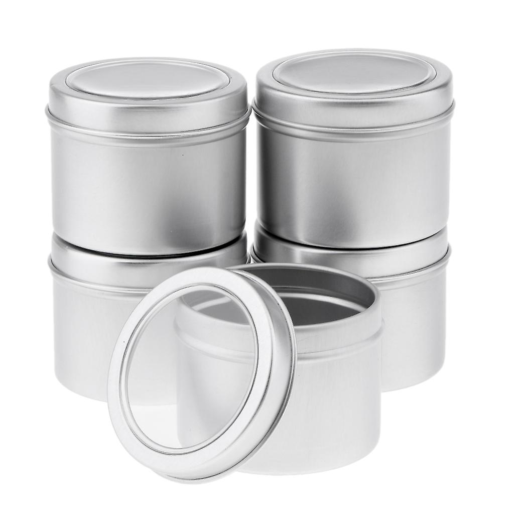 5x 60ml Round Aluminum Cream Empty Lip Balm Candles Containers Jars Tin Lid