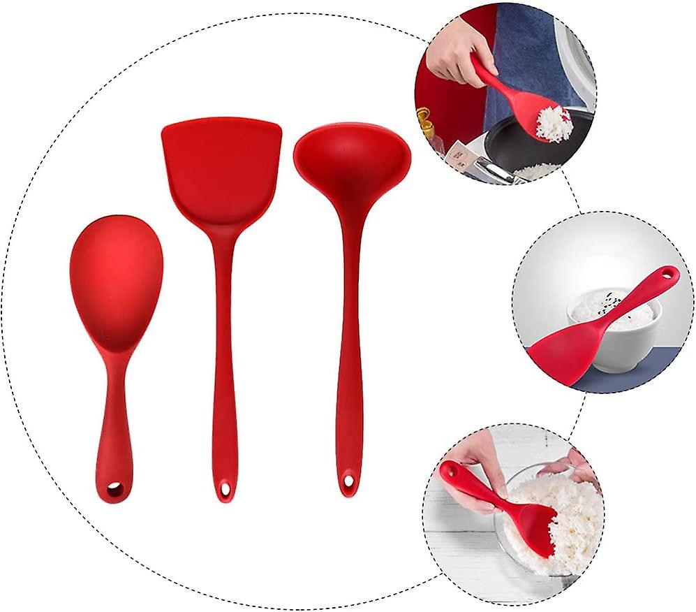 thumbnail image 3 of Cuchara mezcladora de silicona YONGSHENG 3 uds color Rojo, 3 of 5