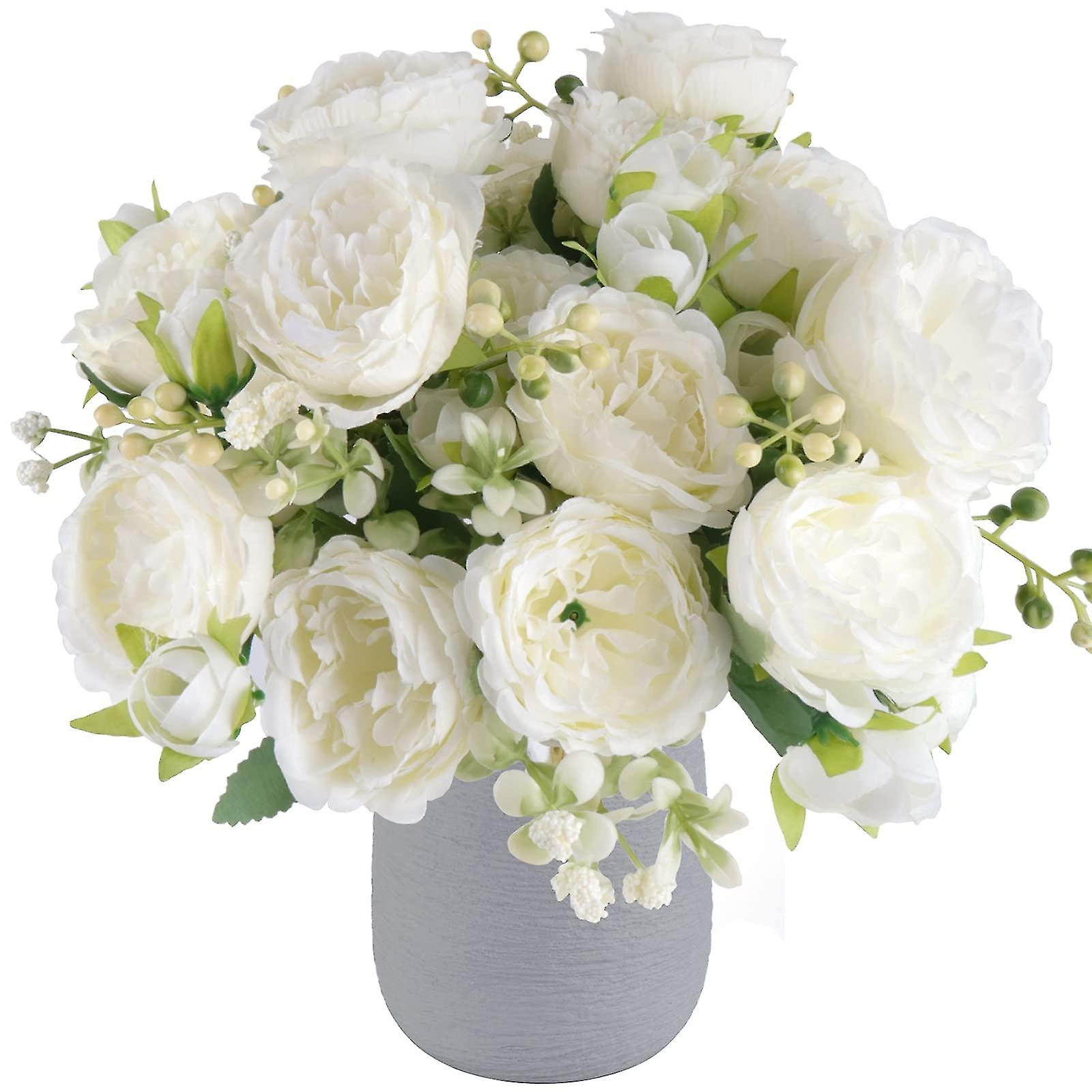 5 Bndel weie knstliche Pfingstrosen Blumen, geflschte Pfingstrosen fr  Heimdekoration und Hochzeitsbraut Bouque | Fruugo DE