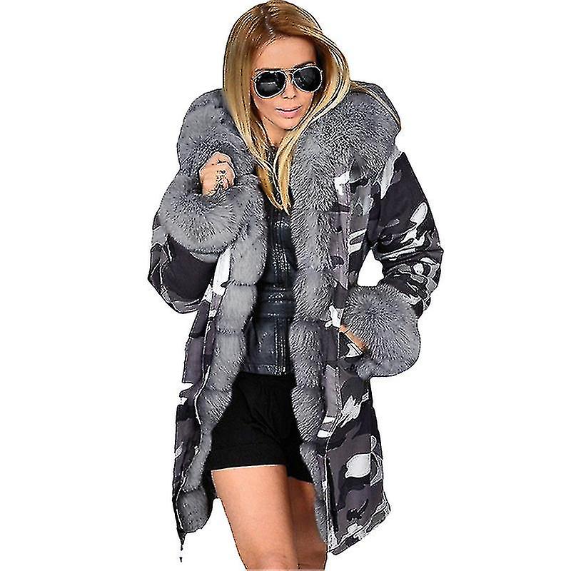 Women's Jacket Camouflage Faux Fur Lining Warm