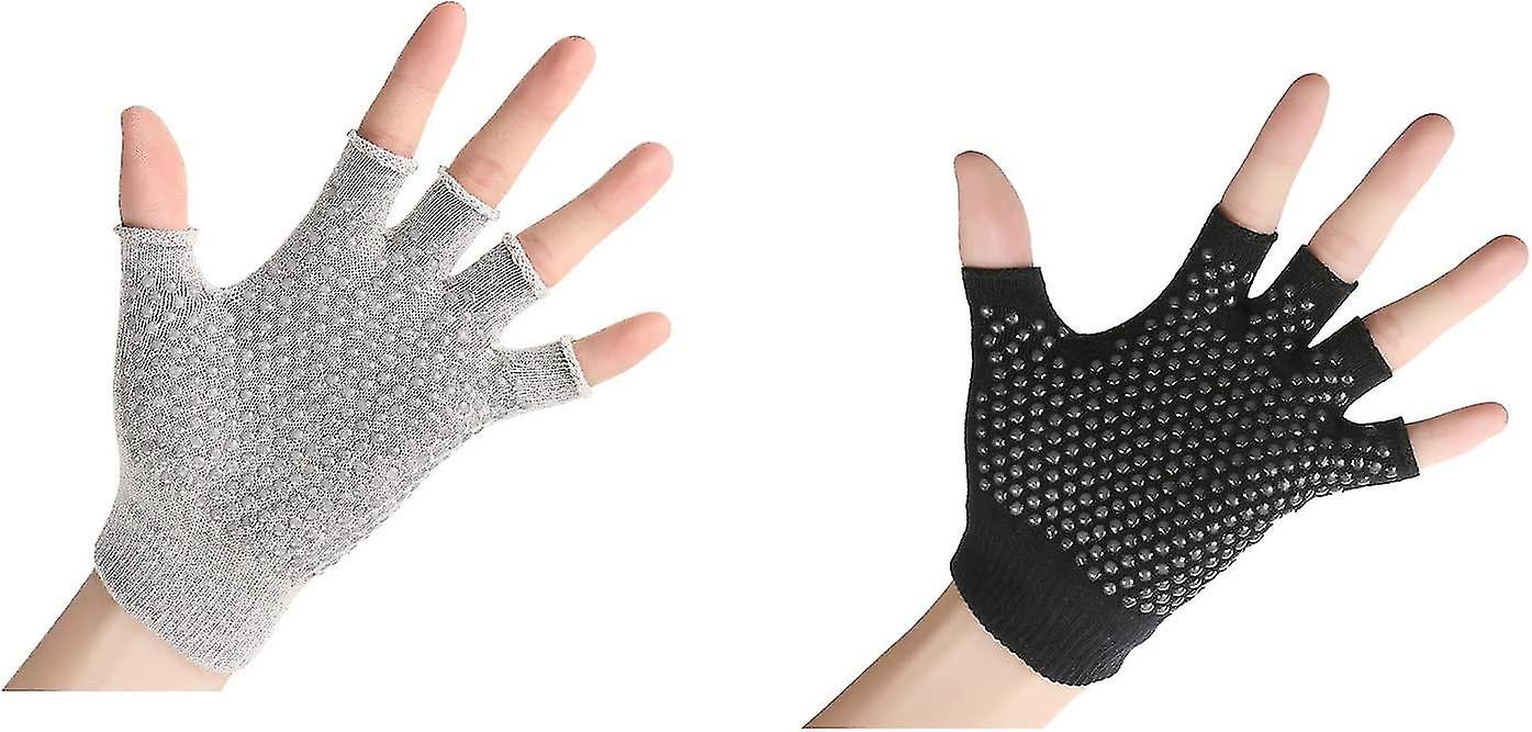2 Packs Of Non Slip Fingerless Yoga Gloves Exercise Gloves Workout Gloves-n
