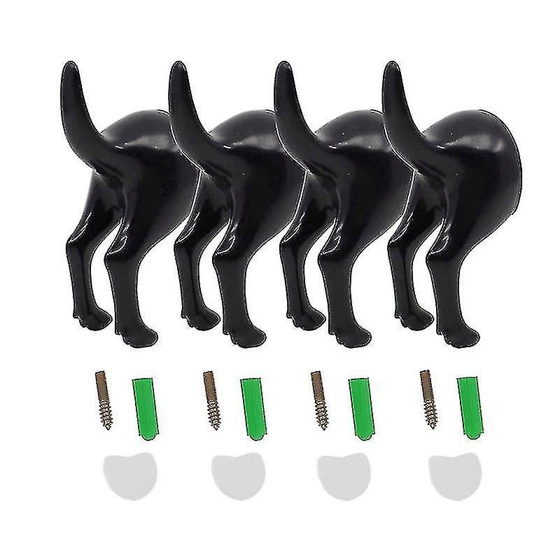 4pcs Nordic Style Cute Plastic Dog Tail Hooks With Screws Adhesive