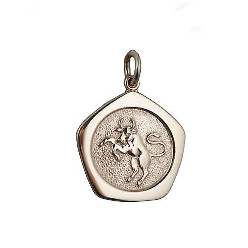 9ct Gold 21mm five sided Taurus Zodiac Pendant