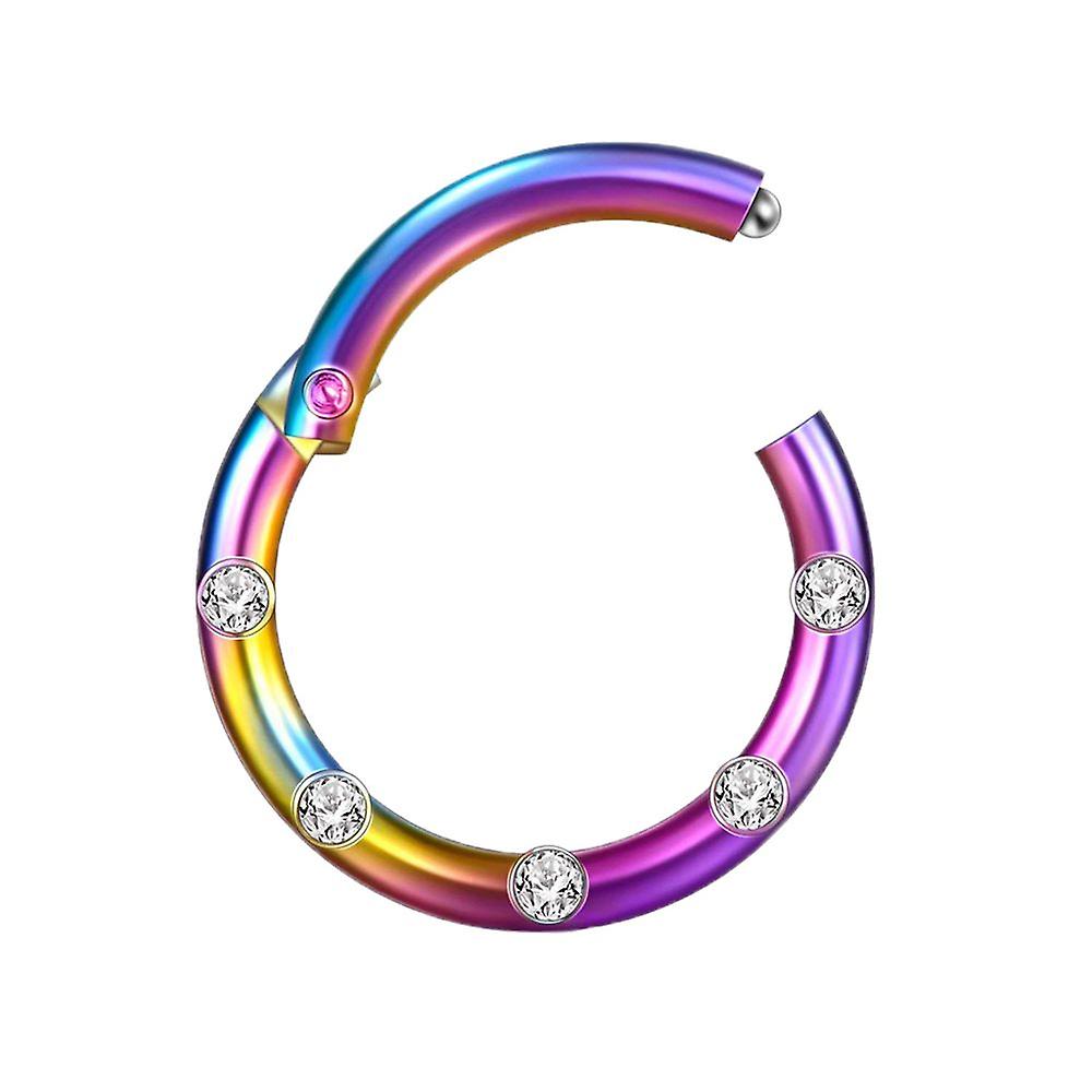 Crystal Stainless Steel Non-piercing Fake Septum Clicker Nose Ring Colorful