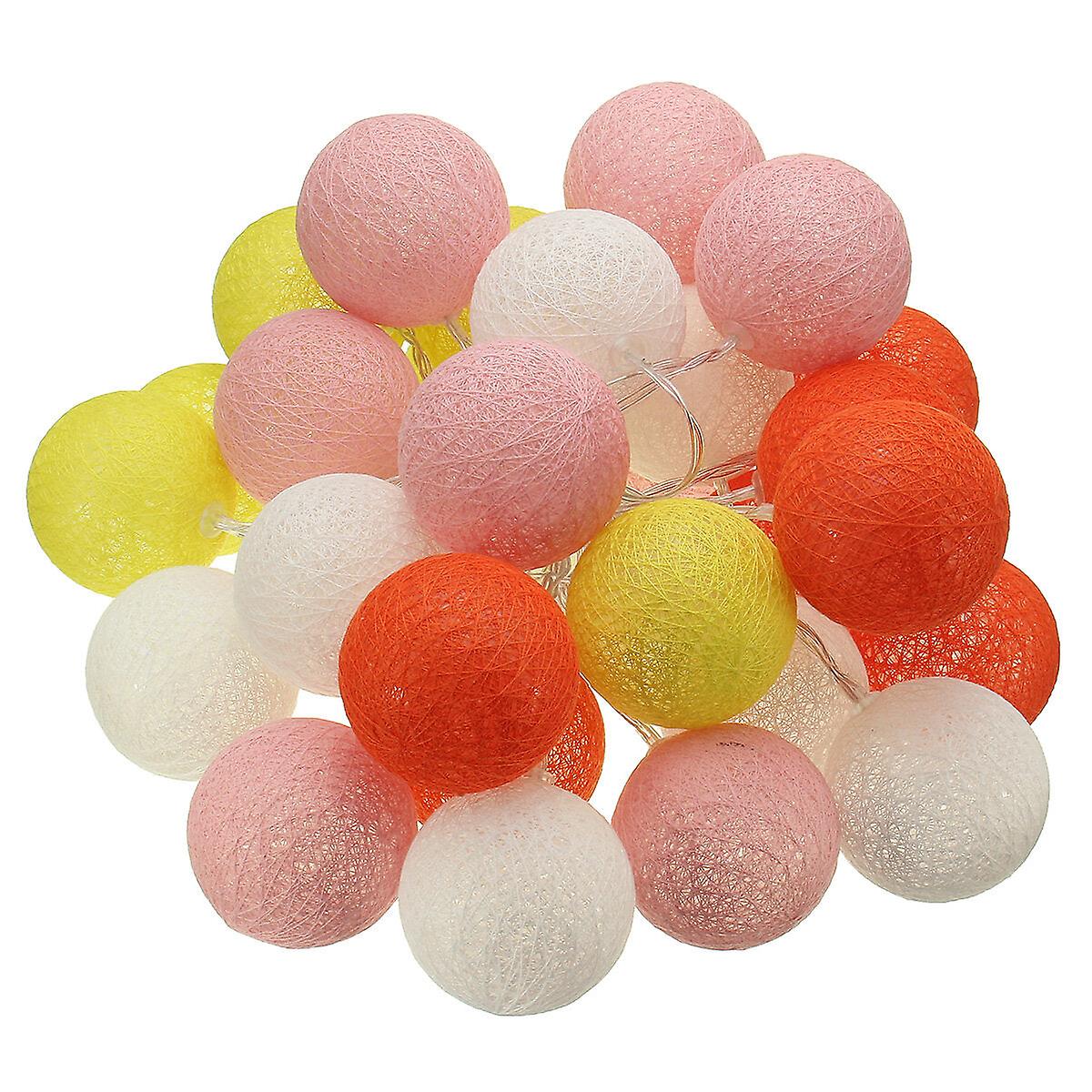 Battery Powered 30 Led Pastel Cotton Ball String Lights For Holiday Decoration