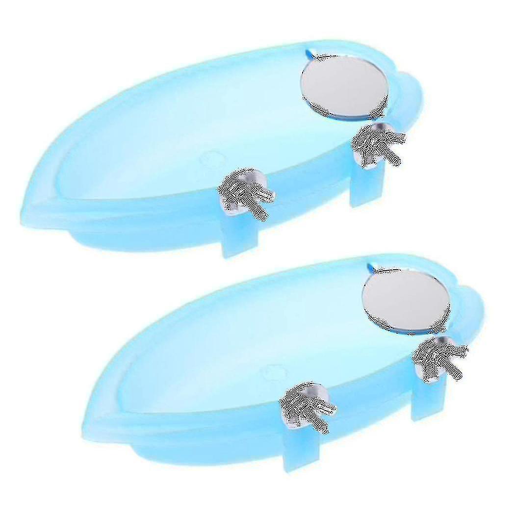 2x Bird Bath With Mirror Toy For Pet Small Medium Parrot Parakeet Cockatiel Conure Budgie Bathing T