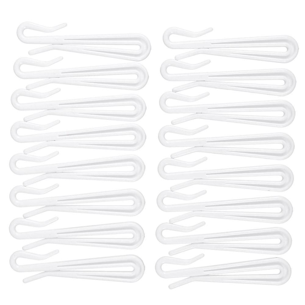 Plastic Window Curtain Hooks 16 Pcs White