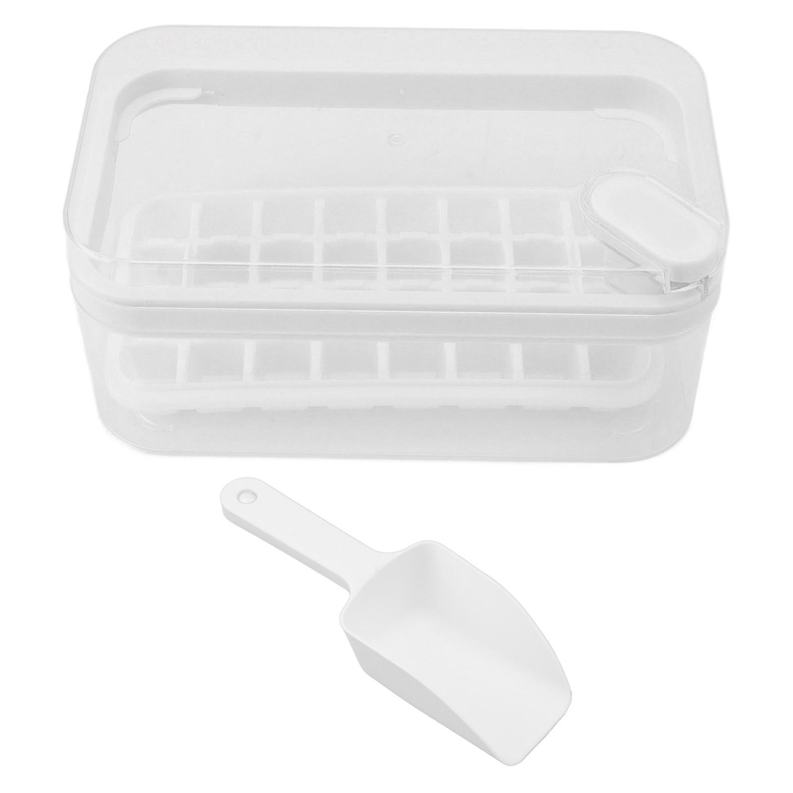 Easy Release Ice Cube Tray Plastic 32 Grids Ice Tray with Lid Bin Scoop for Freezer