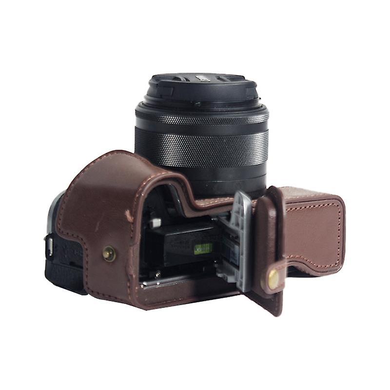 PUレザーカメラプロテクションボトムケースカバー、Canon EOS M6 Mark II用バッテリー開口部付き