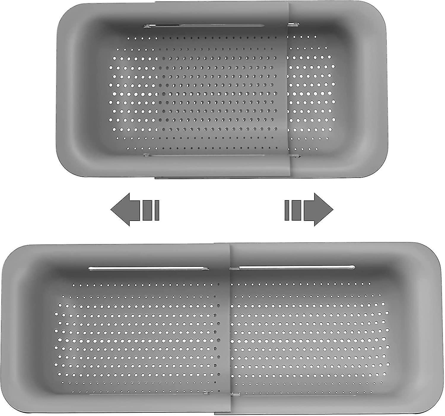 Sink Colander Strainer Basket, Extendable Strainer Adjustable Fruits Vegetables Drain Basket For Ki