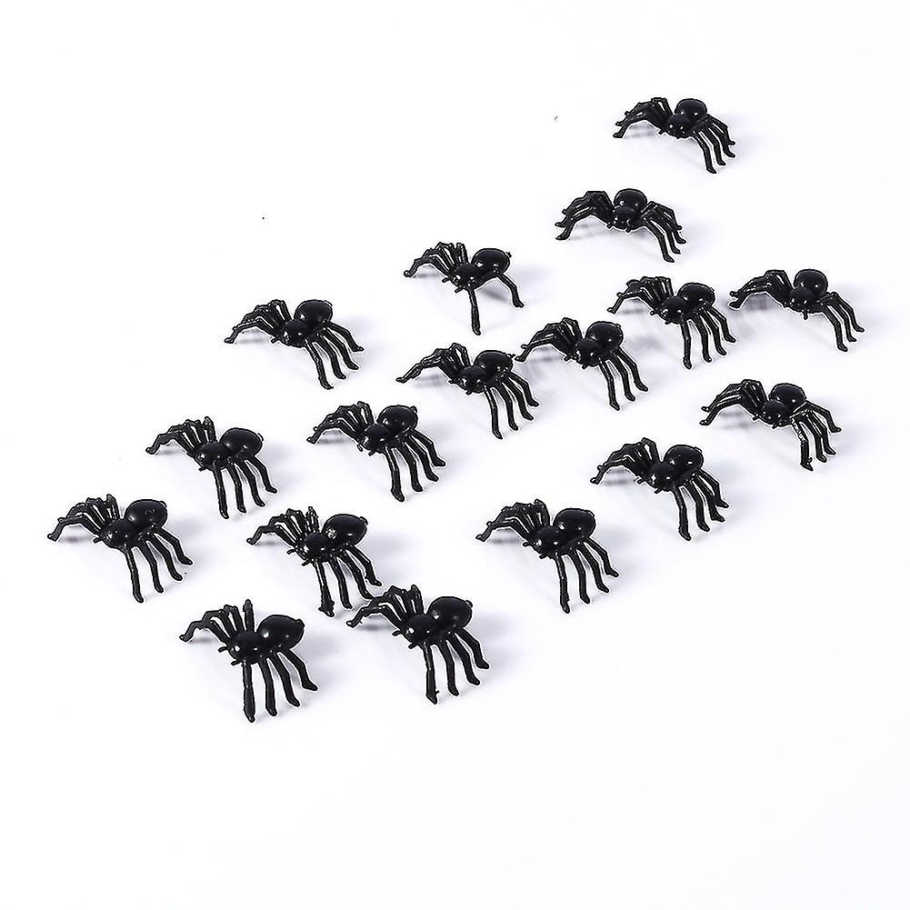 Blantye 50pcs 2cm Small Black Plastic Fake Spider Toys for Halloween Funny Joke Prank Real Props