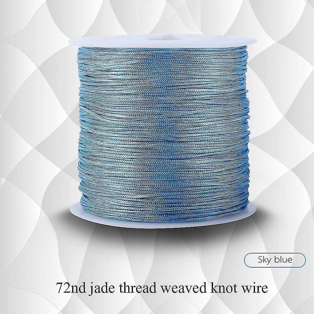 Cordon en nylon pour nœud chinois, 100 m x 0,8 mm, fil Shamballa pour macramé, queue de rat, bleu ciel