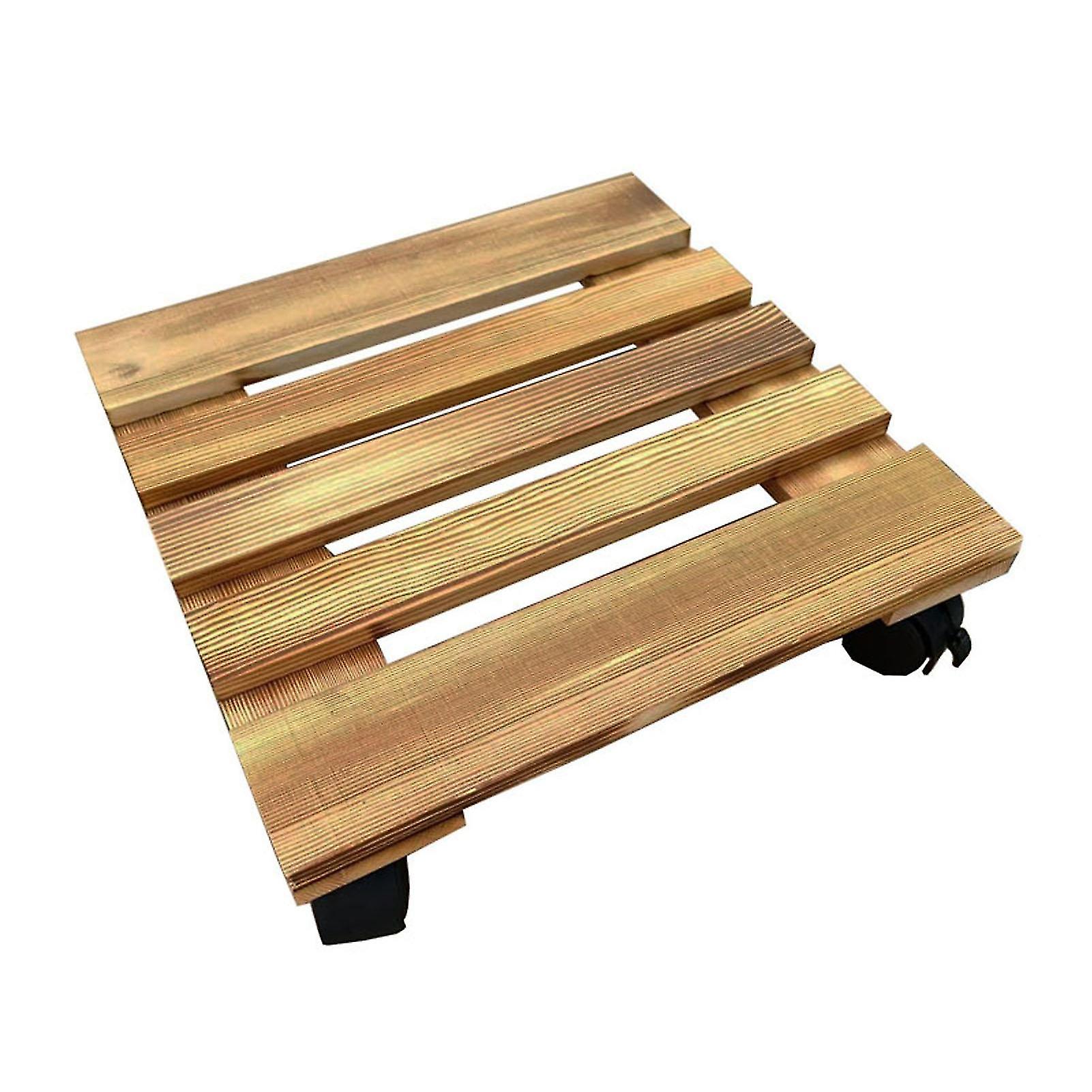 Plant Caddy Moveable Heavy Duty Lockable Thickened Wood Rolling Plant Stand with Universal Wheels for Indoor Outdoor Square