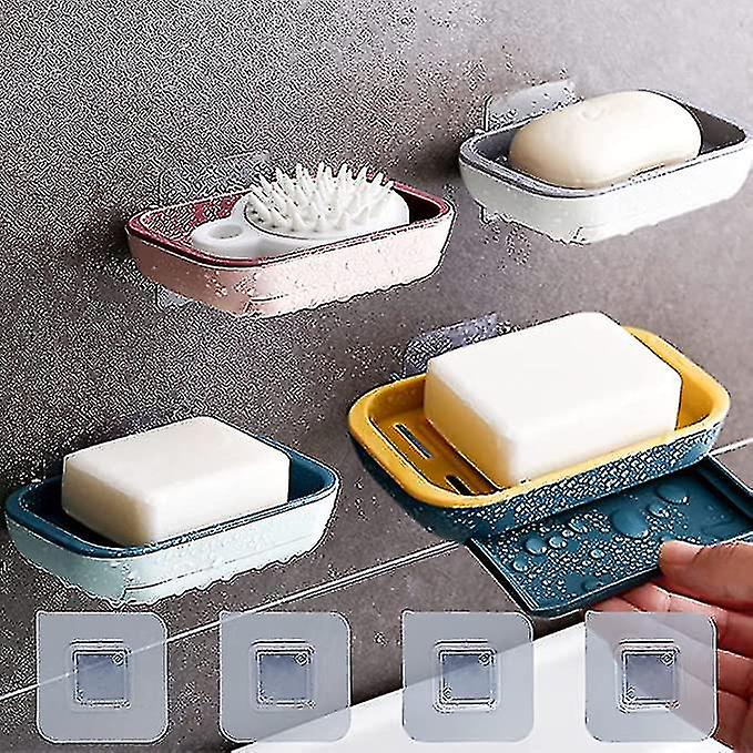 4 Pcs Pack Soap Dish Soap Holder Wall Mounted Soap Dish