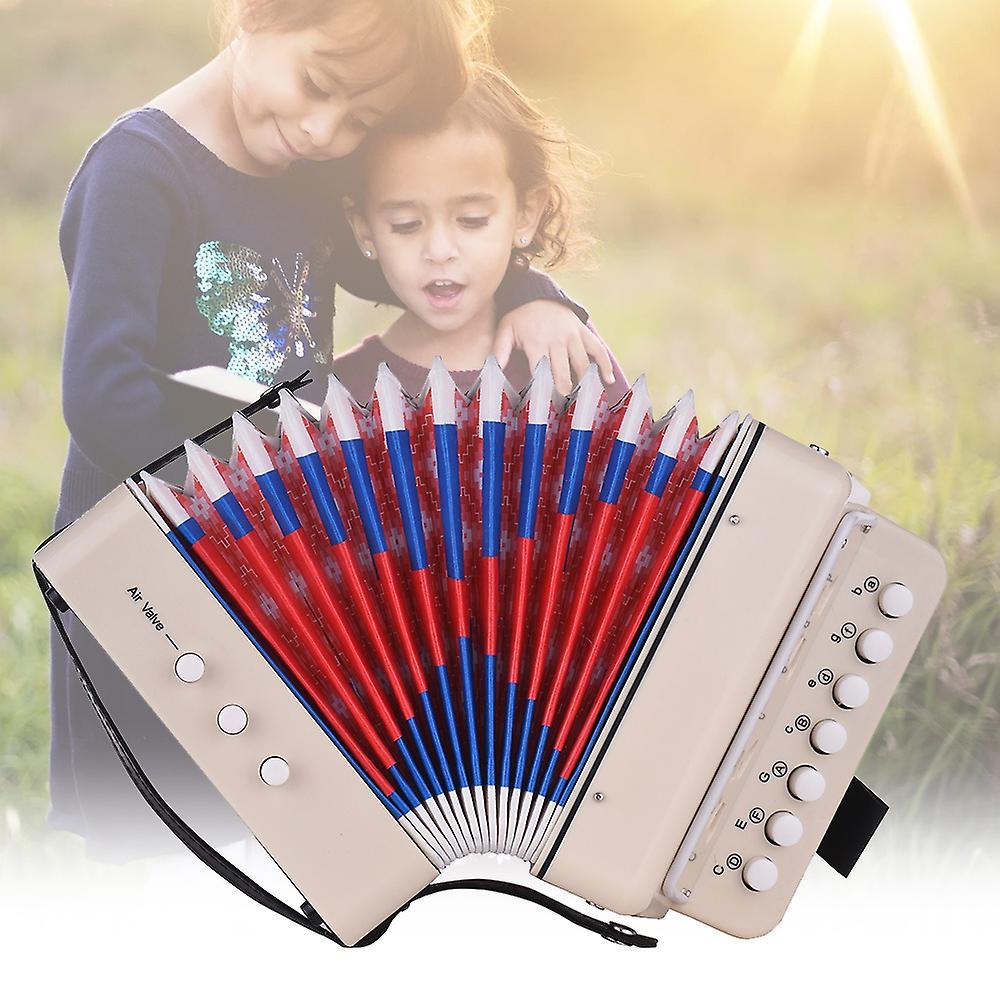 Mini 10-Button Kids Accordion Toy Supports Bass Chords 14 Notes with Cleaning Cloth Educational Musi