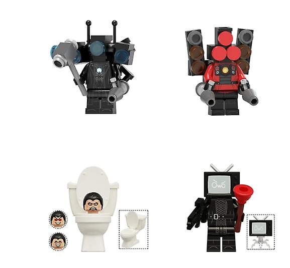 4PC مجموعة البسيطة Skibidi كتل المرحاض لعبة أنيمي لعبة عمل شخصيات بناء الطوب اللعب هدية