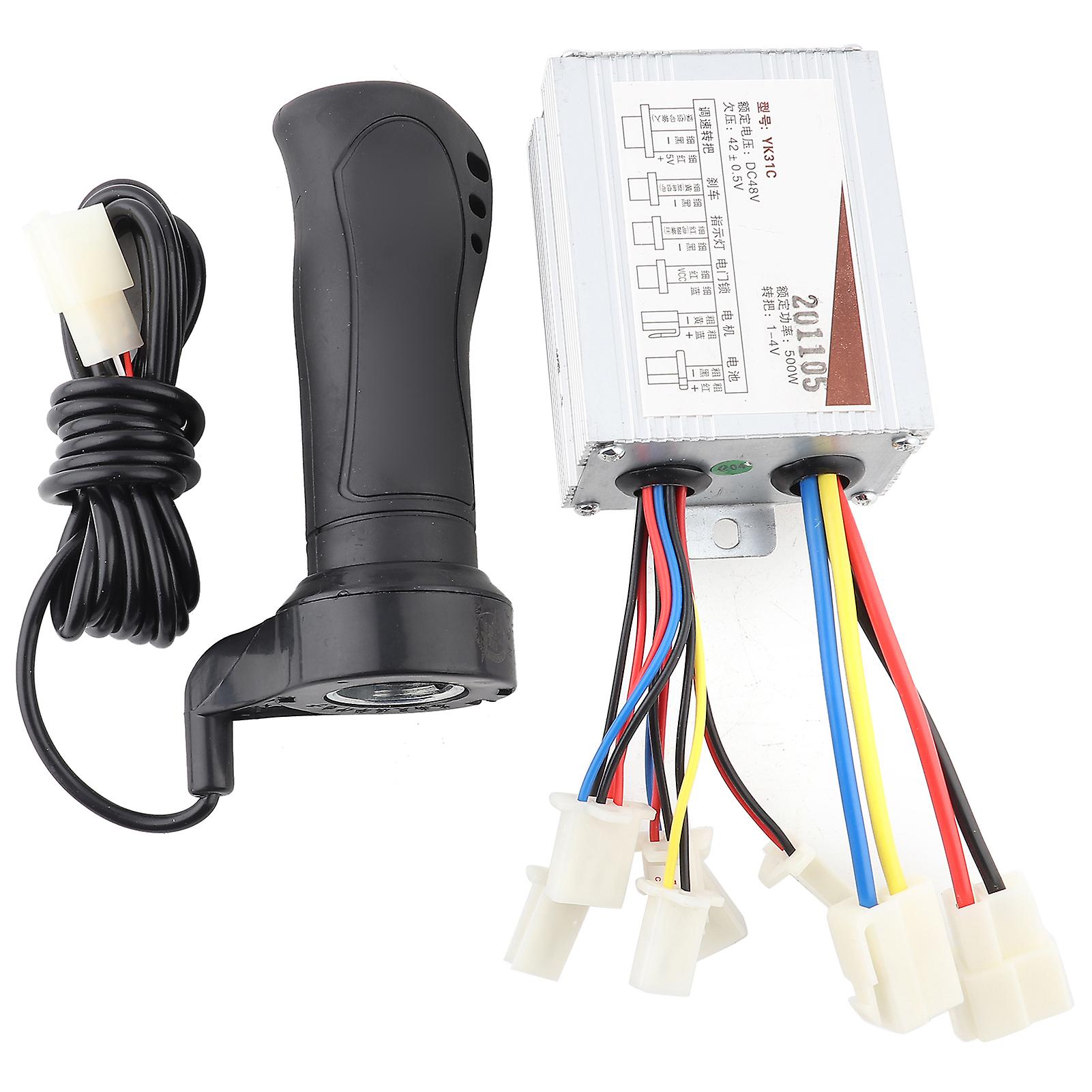 500W Electric Bicycle Motor Speed Controller 48V, Brushed Throttle Grip for Scooter Tricycle, Easy Installation, Durable Replacement