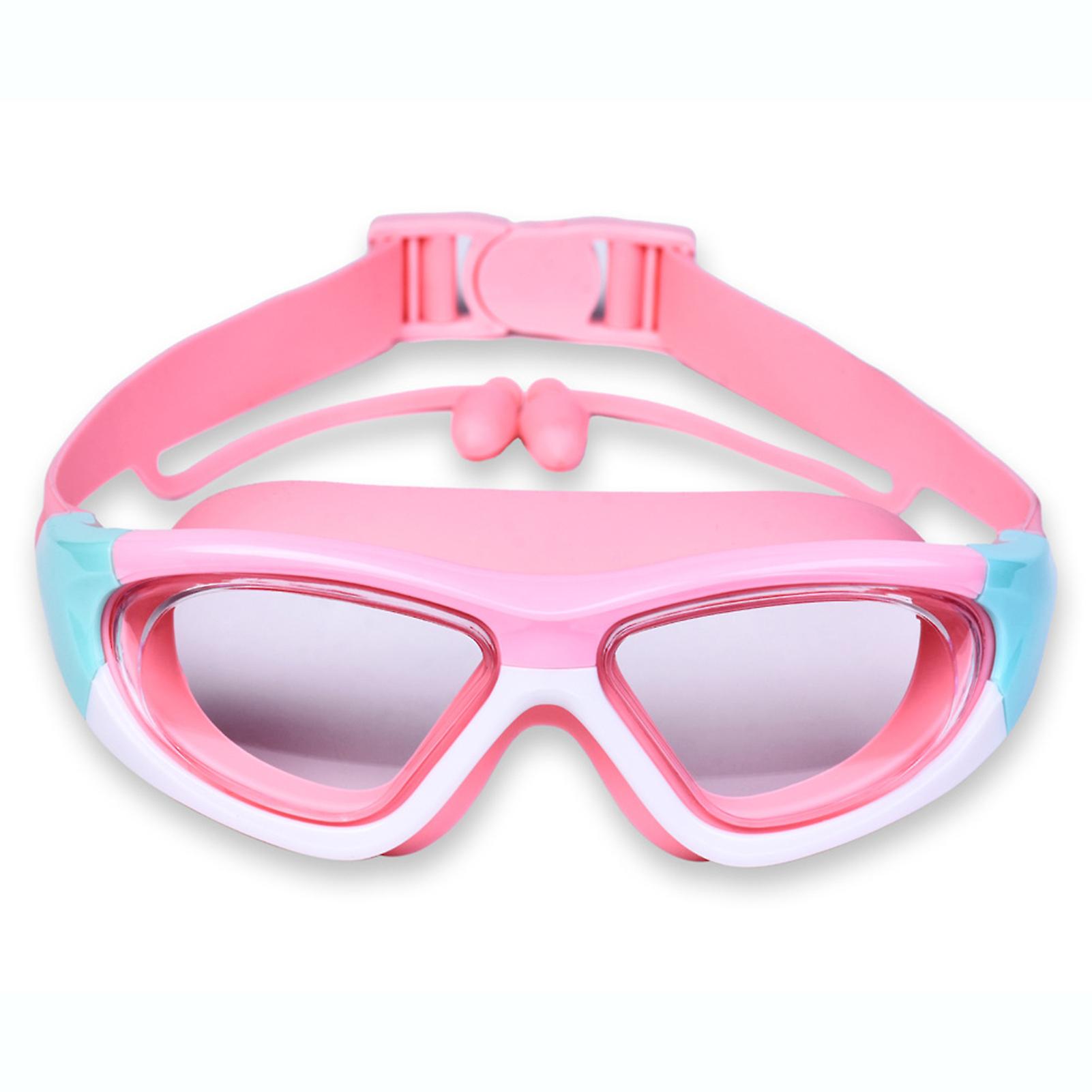Kids Swimming Goggles Clear Vision with Earplugs for Boys and Girls Orange and Pink